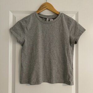 DIVIDED by H&M Grey Crew Neck Crop Tee – Short Sleeve Basic T-Shirt – Size S